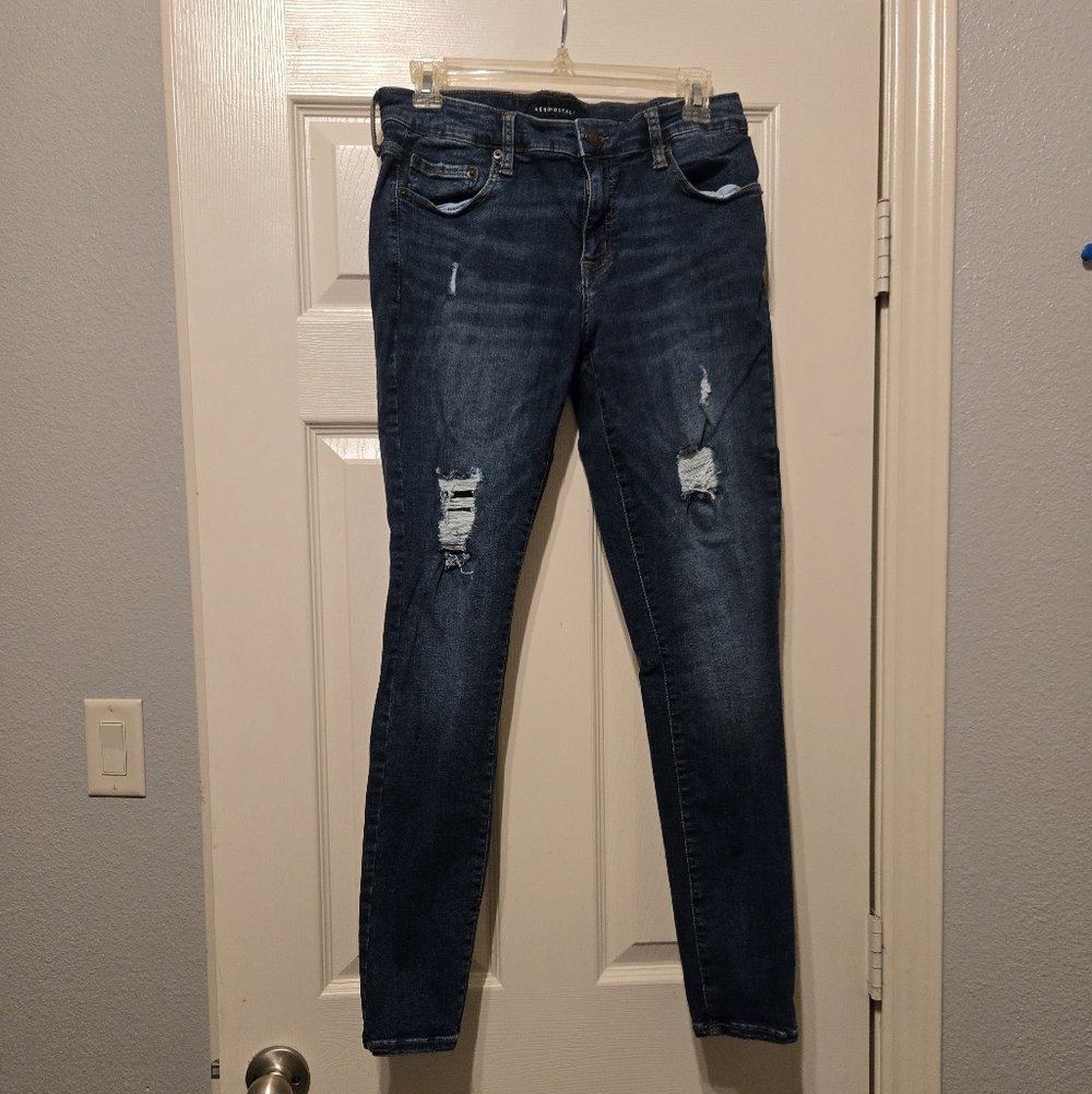 Aeropostale Midnight Blue Distressed Low Rise Jegging
